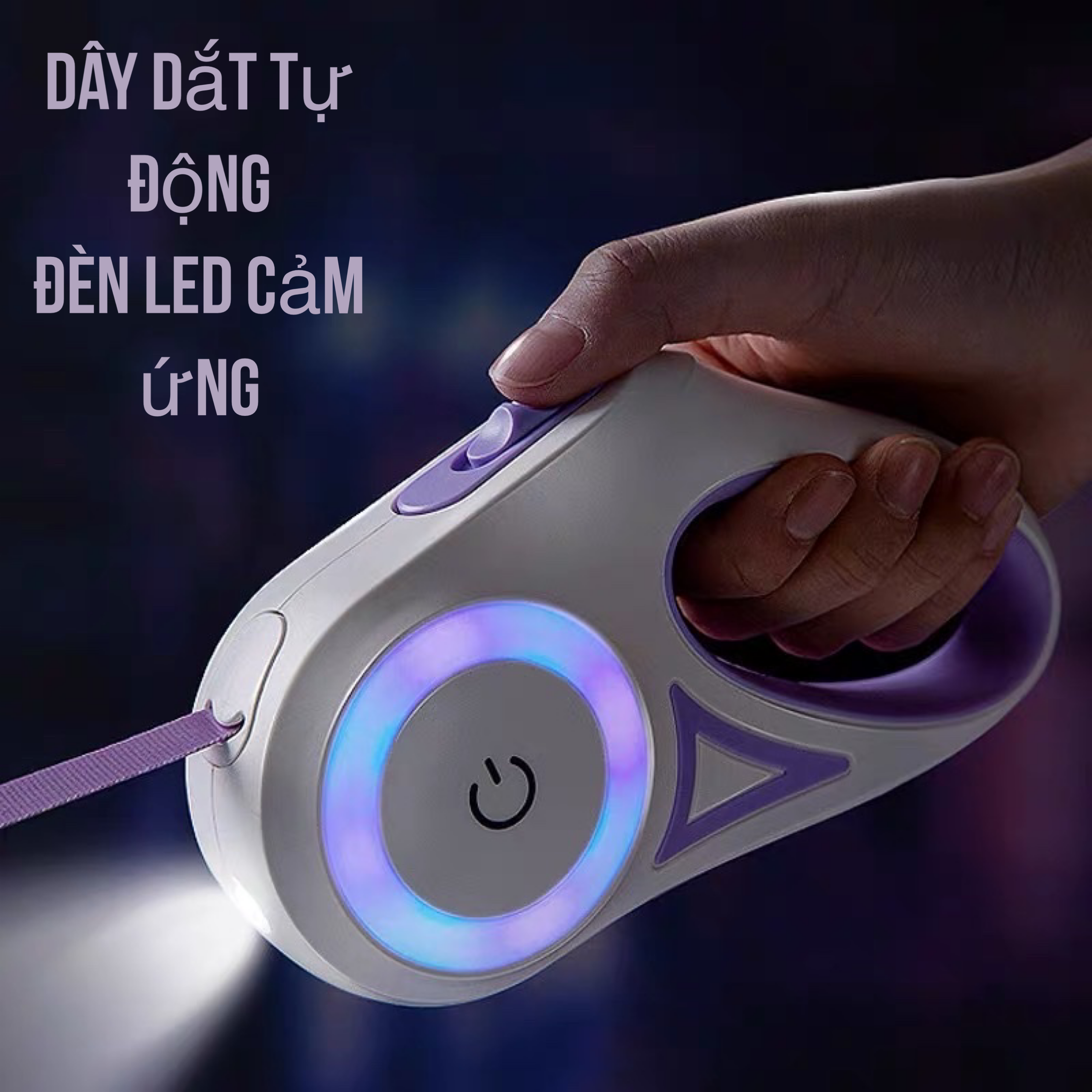 Dây dắt tự động cho chó đèn led cảm ứng